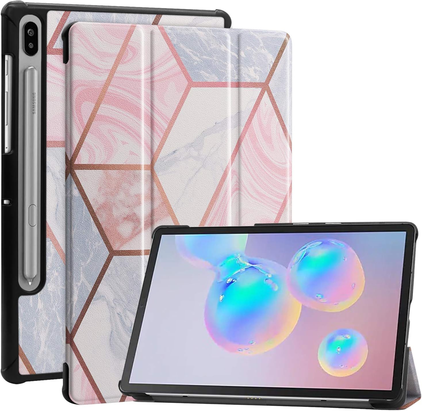 Smart Case for Galaxy Tab S6, Ratesell Lightweight Smart Trifold Stand Case Cover with Auto Sleep/Wake Compatible with Samsung Galaxy Tab S6 10.5 Inches SM-T860 (Wi-Fi); SM-T865 (LTE) Geometric