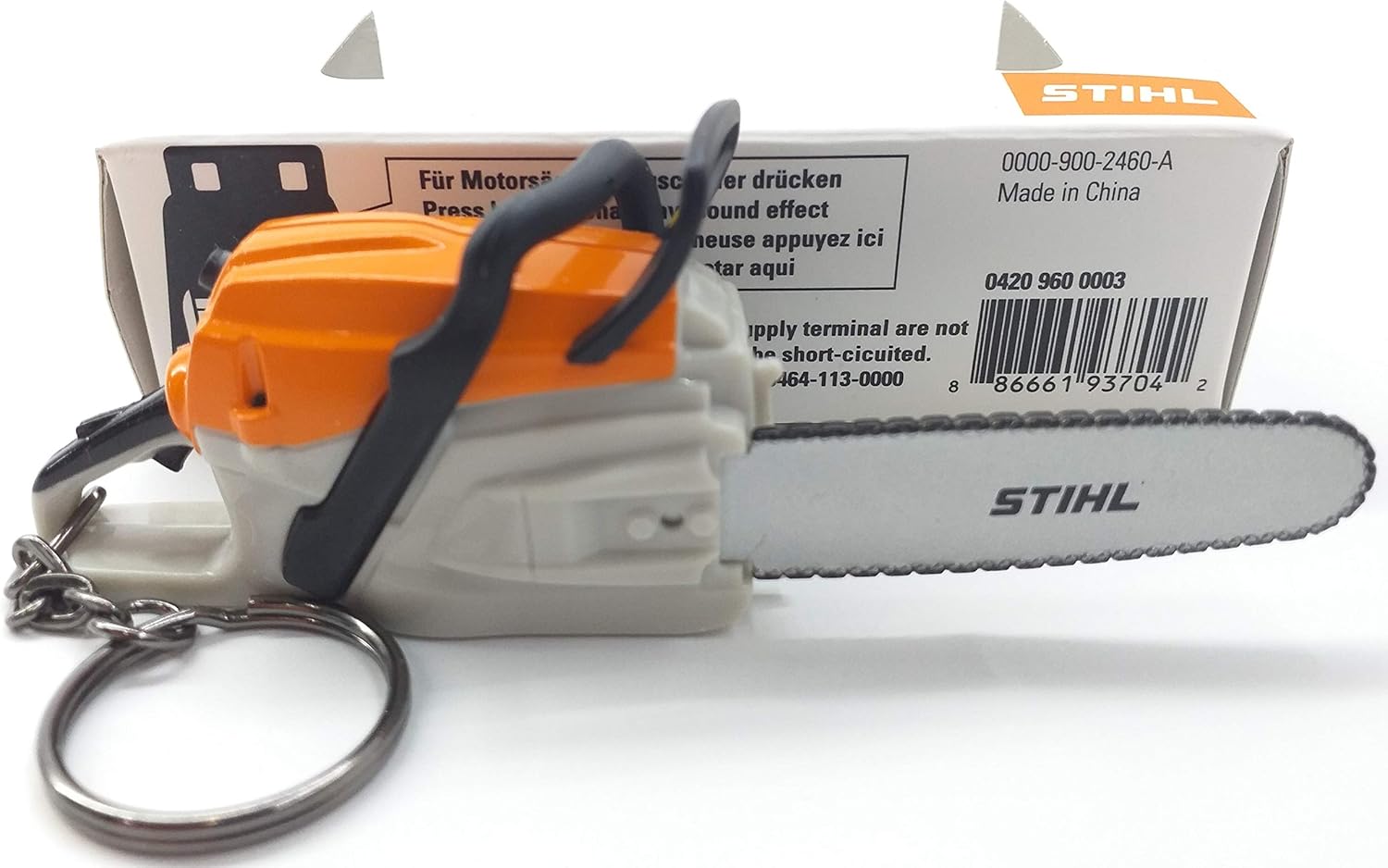 Stihl Battery Operated Chainsaw Keyring - With Sounds: Garden & Outdoor