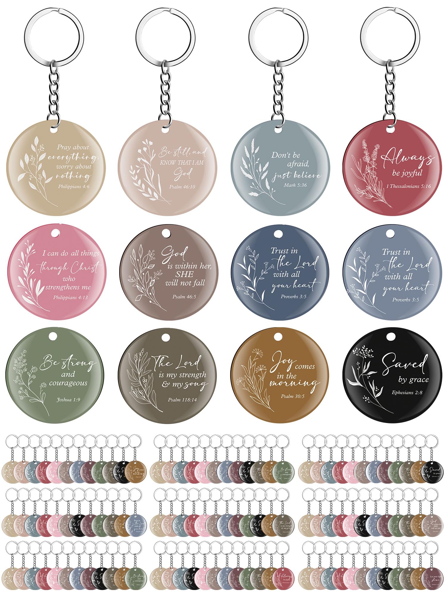 Janmercy 120 Pcs Acrylic Christian Keychain Floral
