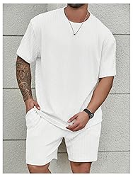 RoseSeek Men's 2 Piece Outfits Textured Drop