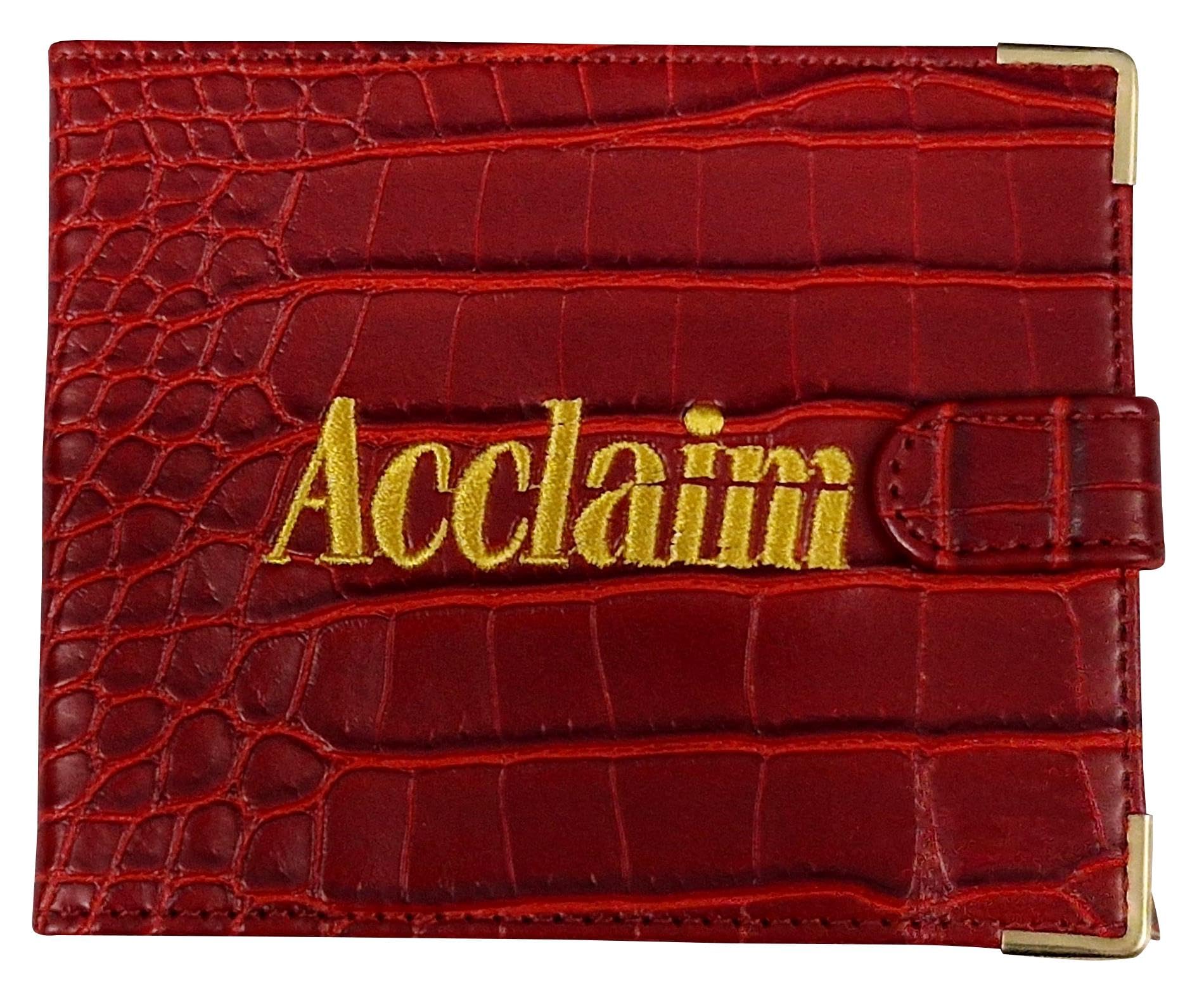 Acclaim Folding Wallet Style Lawn Bowls Bowling Scorecard Holder Synthetic Texture Effect Press Stud Closure 12.5 cm x 10 cm Closed (Red)