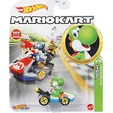 Hot Wheels Mario Kart Toy Vehicle, 1:64 Scale Die-Cast Replica with a Favorite Character, Optimized for Track Racing or Stunting (Styles May Vary)