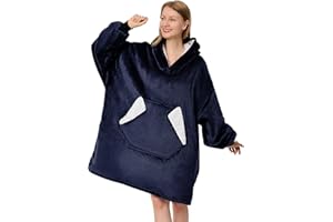 Ramees Wearable Blanket Hoodie, Oversized Sherpa Fleece Sweatshirt Blanket with Sleeves and Pockets