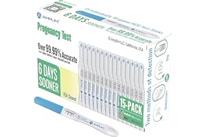 Amplim Early Detection Pregnancy Test Sticks 15 Pack, 99.99% Accurate, Sensitive Midstream Home Urine Test Kit for Women, 3-Sec Reliable Results 6 Days Sooner, 10 MIU/mL HCG, FDA Cleared