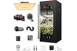 Spider Farmer EVO Grow Tent Kit Complete 28"x28"x63" SF-1000 Samsung LM301H EVO & Dimmable, Grow Tent Complete System 2.3x2.3ft Growing Tent Kit Set with 4" Ventilation System &6'' Clip Fan