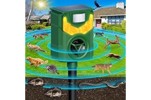 DEFENDY Ultrasonic Animal Repellent, Cat Deterrent Outdoor, 2024 Newest Flame Light Animal Repellent for Garden, Solar Animal Repeller with Motion Sensor, Repel Dogs Bird Skunk Rabbit Squirrels Deer for Yard