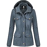 Pursky Women's Cotton Anorak Lightweight Military Jacket Warm Utility Casual Coat With Removable Hood
