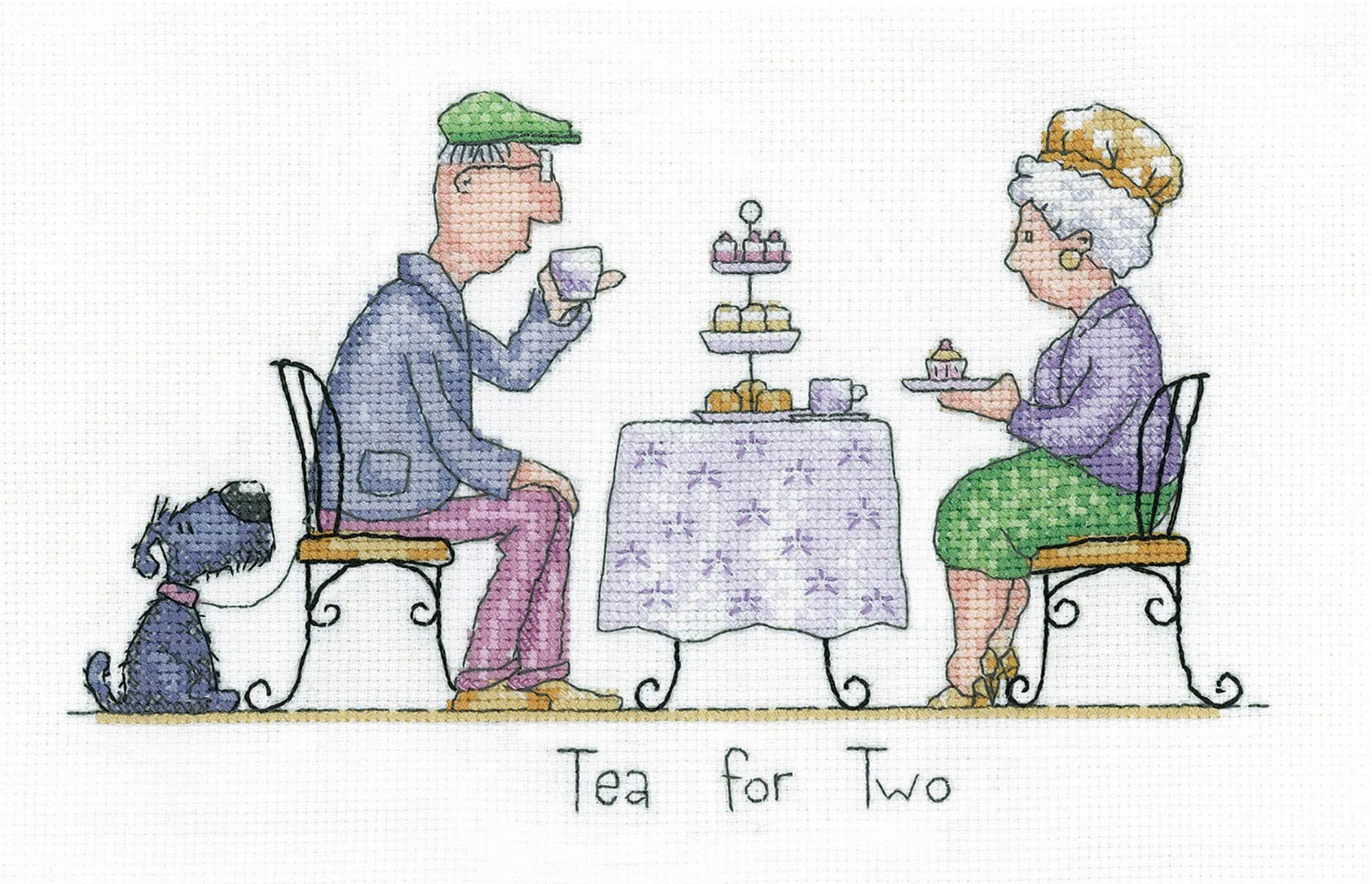 Tea for Two Counted - Aida Counted Cross Stitch Kit - Golden Years from Heritage Crafts