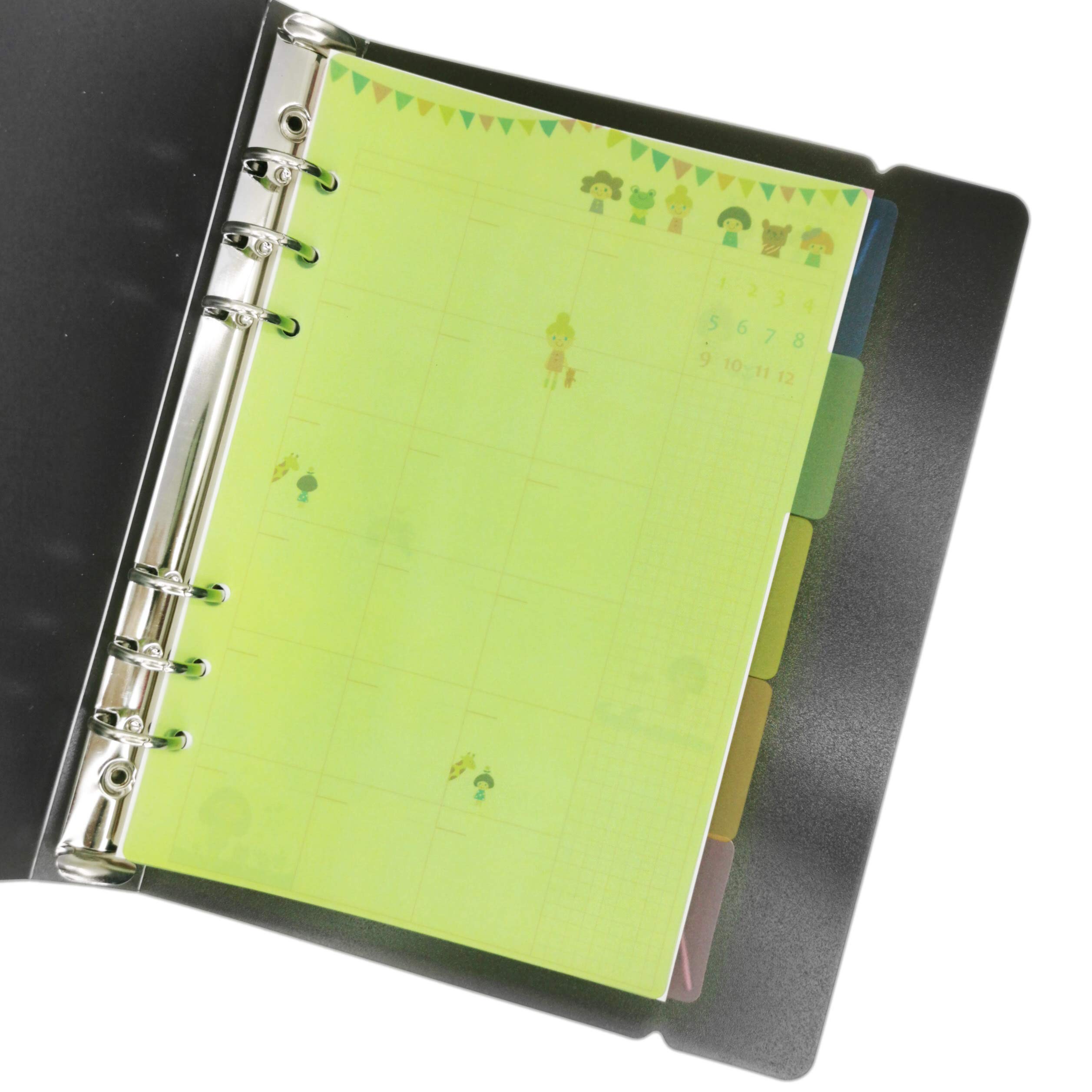Index Tabs for A5/A6 6-Holes Cover Round Ring View Binder File Folder Loose Leaf Sheet Protectors Binder Cover Protector (Divider horizontal color PP plate, A5/21cm*15cm/8.5 Inch)