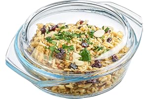 Simax Casserole Dish With Lid, 24 Ounce Round Glass Cookware, Oven and Microwave Safe Borosilicate Glass, Made In Europe 0.75