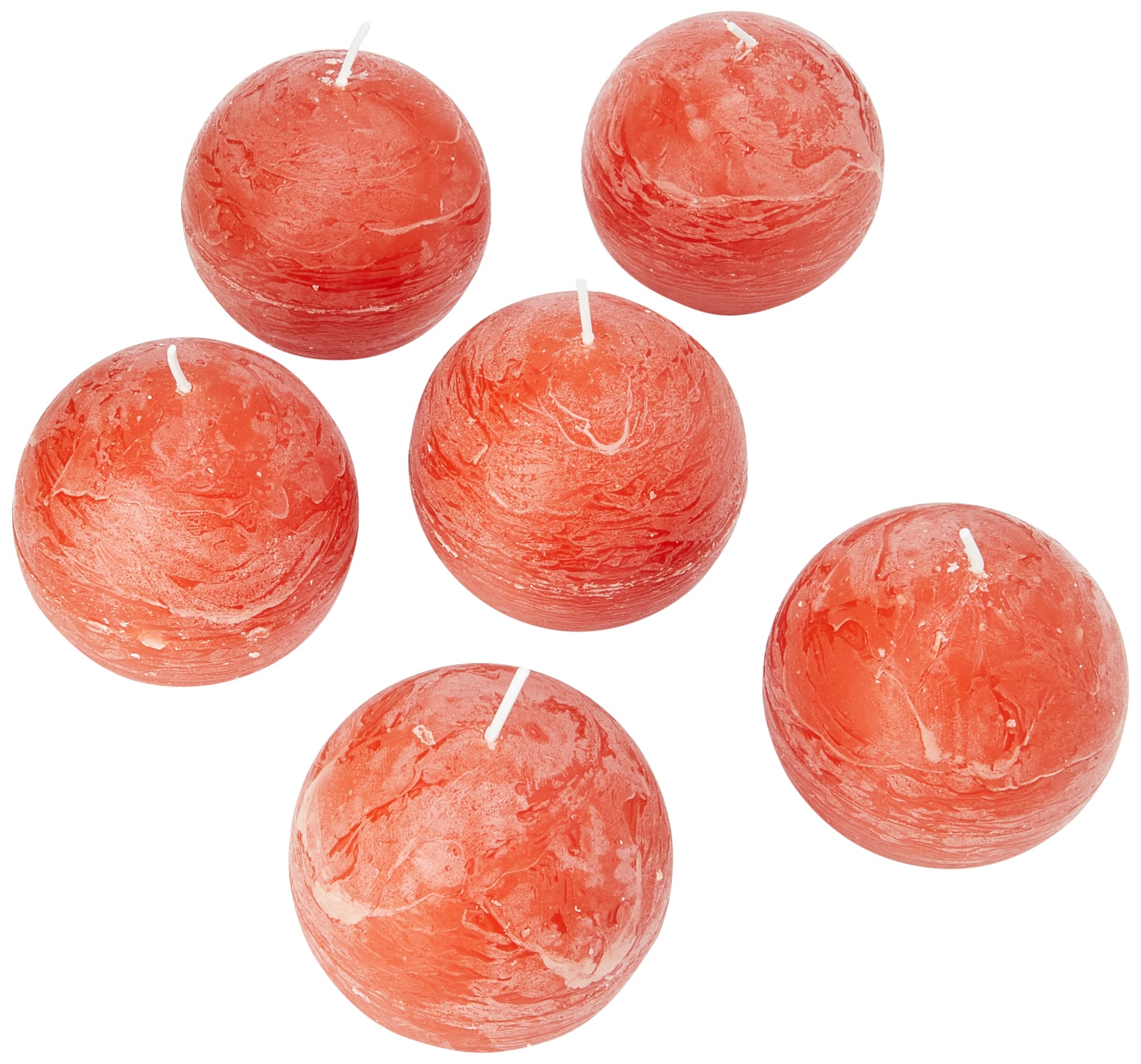 Spaas 6 Rustic Unscented Ball Candles 80 mm, 24 Hours, Ginger Orange