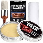 Leather & Furniture Salve with Brush, 4oz Wood Leather Couch Polisher and Conditioner, Furniture Repair Salve Maintenance Kit for Home, Sofa, Car Seats