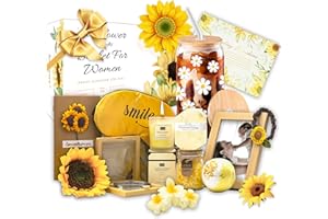 ACESSORZ Sending You Sunshine Gifts, 13 Pcs Sunflower Gifts Birthday Box Care Package for Women, Get Well Soon Spa Gift Baskets - Thinking of You Gift for Her, Women, Best Friend, Sister, Mom