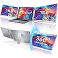 FOPO 15.6 Triple Laptop Screen Extender, Left Screen 360° Rotation Laptop Monitor Extender, Plug and Play Triple Monitor for 12-18.5" Laptops with USB-C/HDMI, for Windows/Mac(M1/M2/M3) Pro/Max - S10