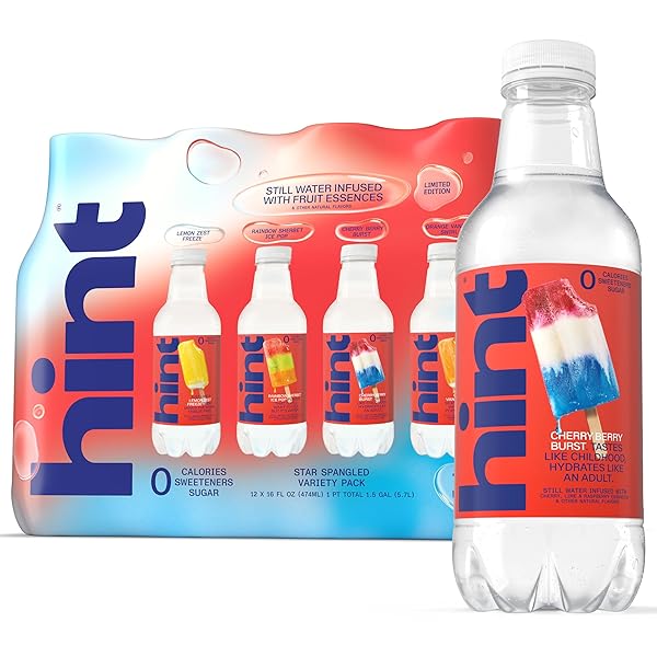 HINT FRUIT-INFUSED BOTTLED WATER, STAR SPANGLED VARIETY PACK...