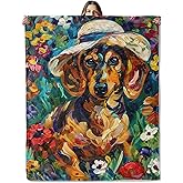 Colorful Dachshund Dog Throw Blanket for Girls Boys Kids Adults, 50x60 in, Cozy Flannel Blanket for Bedroom, Camping, Couch, Room Decor, Fuzzy Warm Soft Gifts
