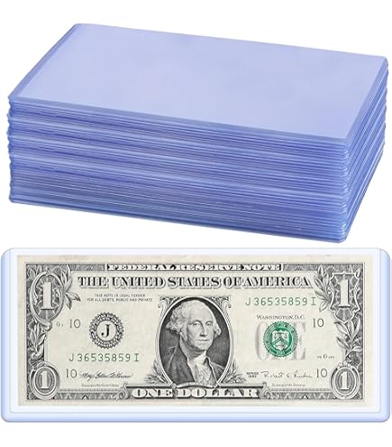100 Pack Clear Paper Money Holders Currency Sleeves Opp Material Dollar