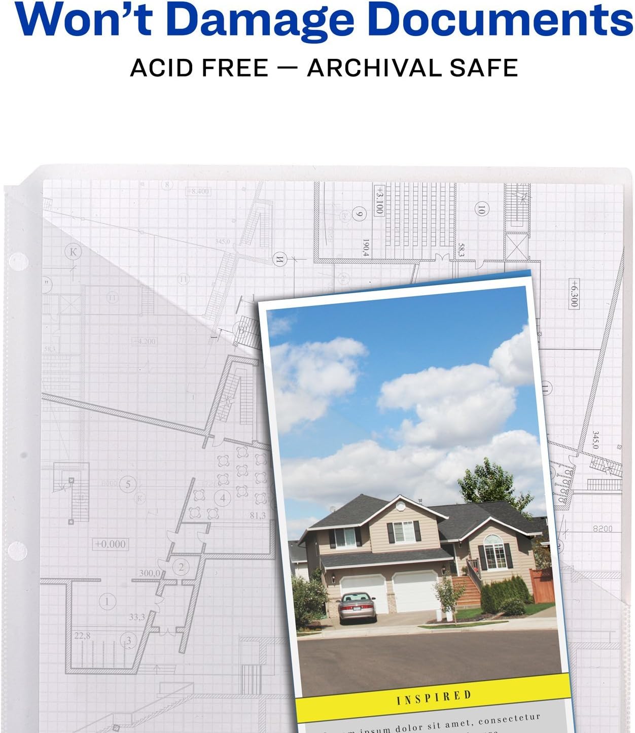 Avery Binder Pockets, Clear, 8.5" x 11", Acid-Free, Durable, 5 Slash Jackets (75243) : Office Products