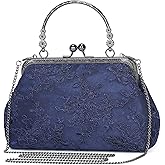 Vintage Embroidery Lace Floral Clutch Purse for Women Formal Evening Bag Kiss Lock Handbag Wedding Cocktail Party Purse | Vintage, Embroidery, Lace, Floral, Formal, Kiss Lock