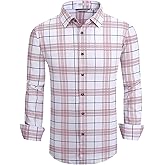 Alex Vando Mens Print Plaid Button Down Shirts Wrinkle Free 4-Way Stretch Casual Dress Shirt for Men