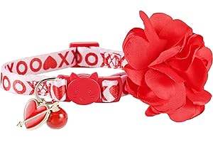 BOOMBONE Cat Valentines Day Collar Flower,Breakaway Puppy Collars Charms Pet Valentine Accessories