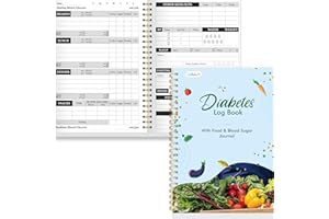 GETHELUD Diabetes Log Book, 80 Sheets Food & Blood Sugar Track Journal Spiral Bound Notebook for Types 1 & 2 Diabetics, Attached Diabetes Food List for Meal Plan & BG Control