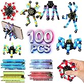 100PCS Glow Valentines Day Gift for Kids Fidget Toys Bulk Transformable Fidget Spinner for Kids and Adults, Stress Relief Sensory Toy Robot Spinner Toy for Valentines Day Gifts Easter Basket Stuffers