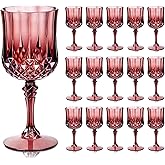 Ciaell 24PCS Burgundy Plastic Wine Glasses - 7 Oz Plastic Goblets for Party - Burgundy Vintage Drinking Glasses - Disposable Water Goblets Set for Wedding, Bar, Wine, Beer, Juice