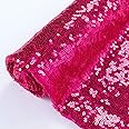 Pardecor Sequin Fabric by The Yard Glitter Fabric 1 Yard Little Mermaid Fabric Mesh Fabric Sequence Fabric Linen Material Fabric for Sewing Sparkle Cloth Fabric (1 Yard, Hot Pink)