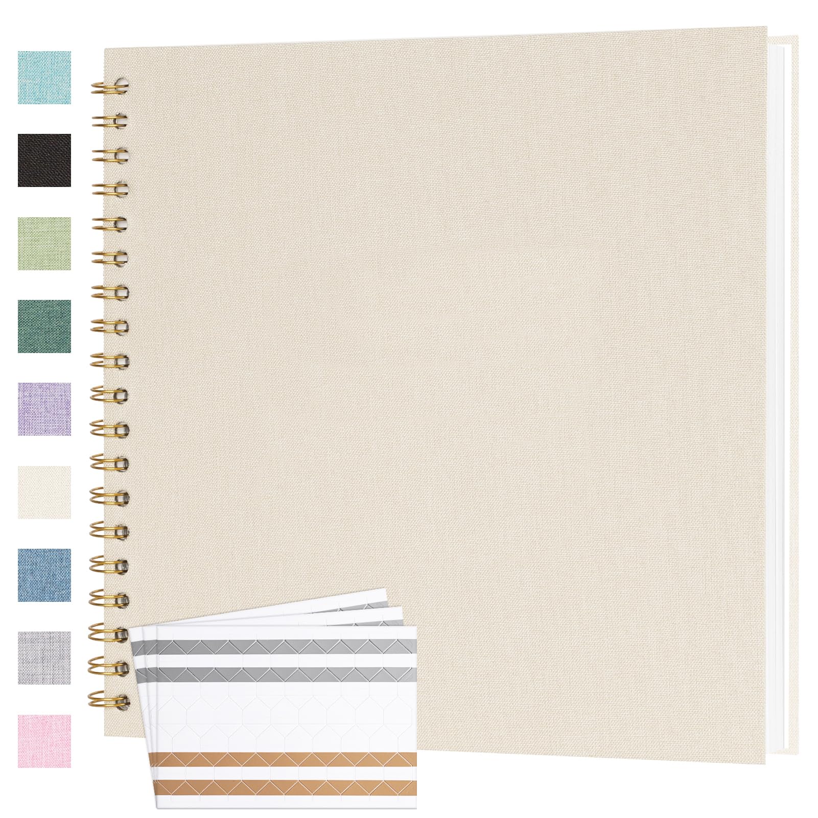 Photo 1 of Scrapbook Photo Album 10x10 Inches 40 Pages Hardcover Kraft Paper Linen Cover Scrap Book Memory Book DIY Scrapbook Albums for Wedding Baby Boyfriend Travel Anniversary Family, Beige