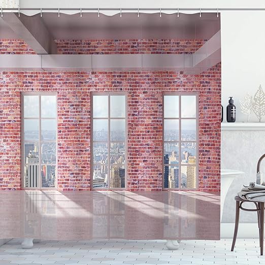 Amazon Com Ambesonne Modern Decor Shower Curtain Red Brick Wall