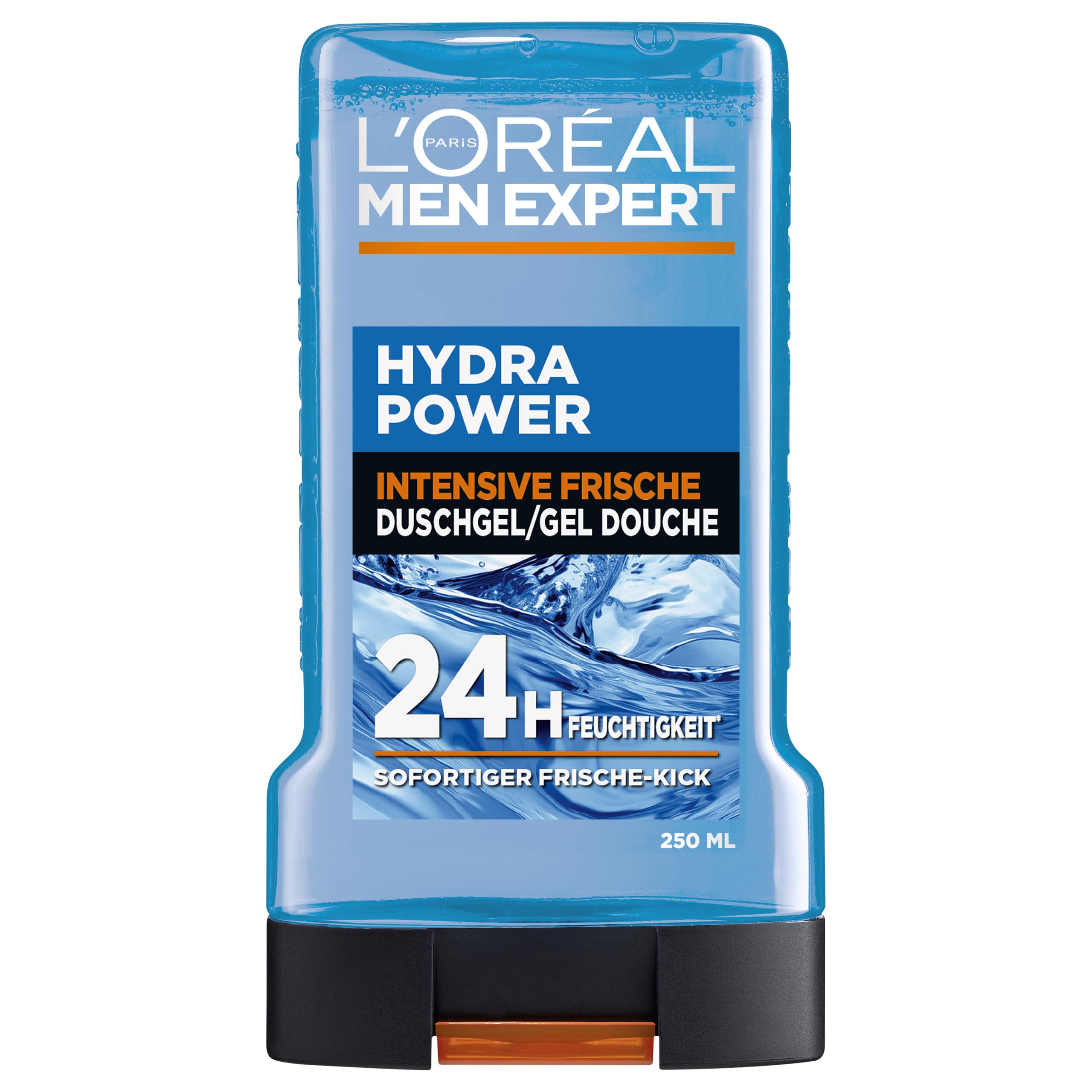 L'Oréal Men Expert Duschgel und Shampoo für Männer, Duschbad zur Reinigung von Körper, Haar und Gesicht, Herren Körperpflege für hydratisierte Haut mit Mountain Water, Hydra Power, 1 x 250 ml