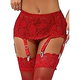 ohyeah 6-Strap Easy Clip Lace Garter Belt for Thigh Highs Stockings Suspender Garter Belts Plus Size Garters Lingerie XS-4XL