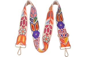 Greaciary Wide Purse straps Crochet Flower replacement crossbody for Handbag Adjustable Embroidery Knit Guitar Shoulder strap