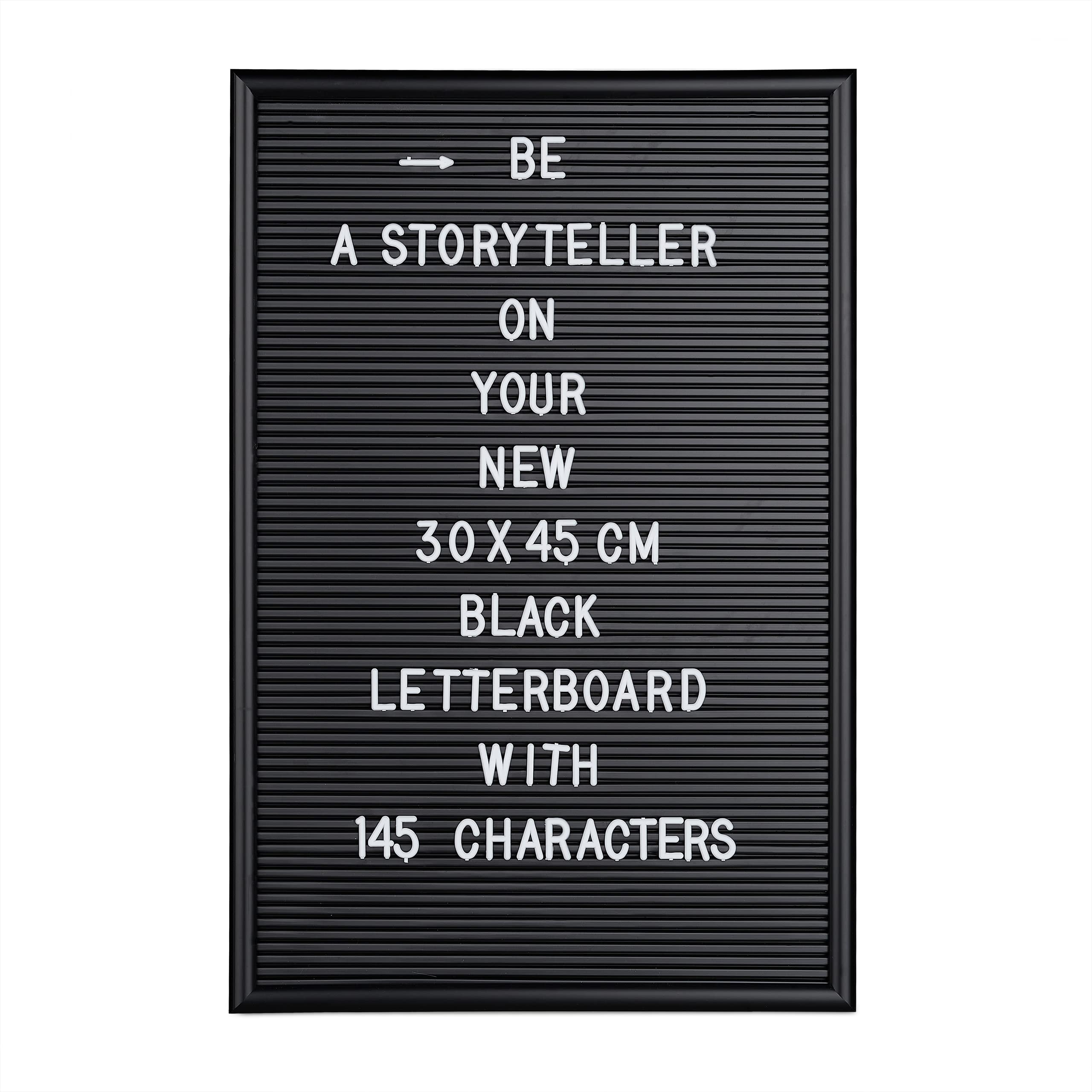 Relaxdays Framed Letter Board, Includes Letters, Numbers & Special Characters, XL Message Board, 30x45 cm, Black