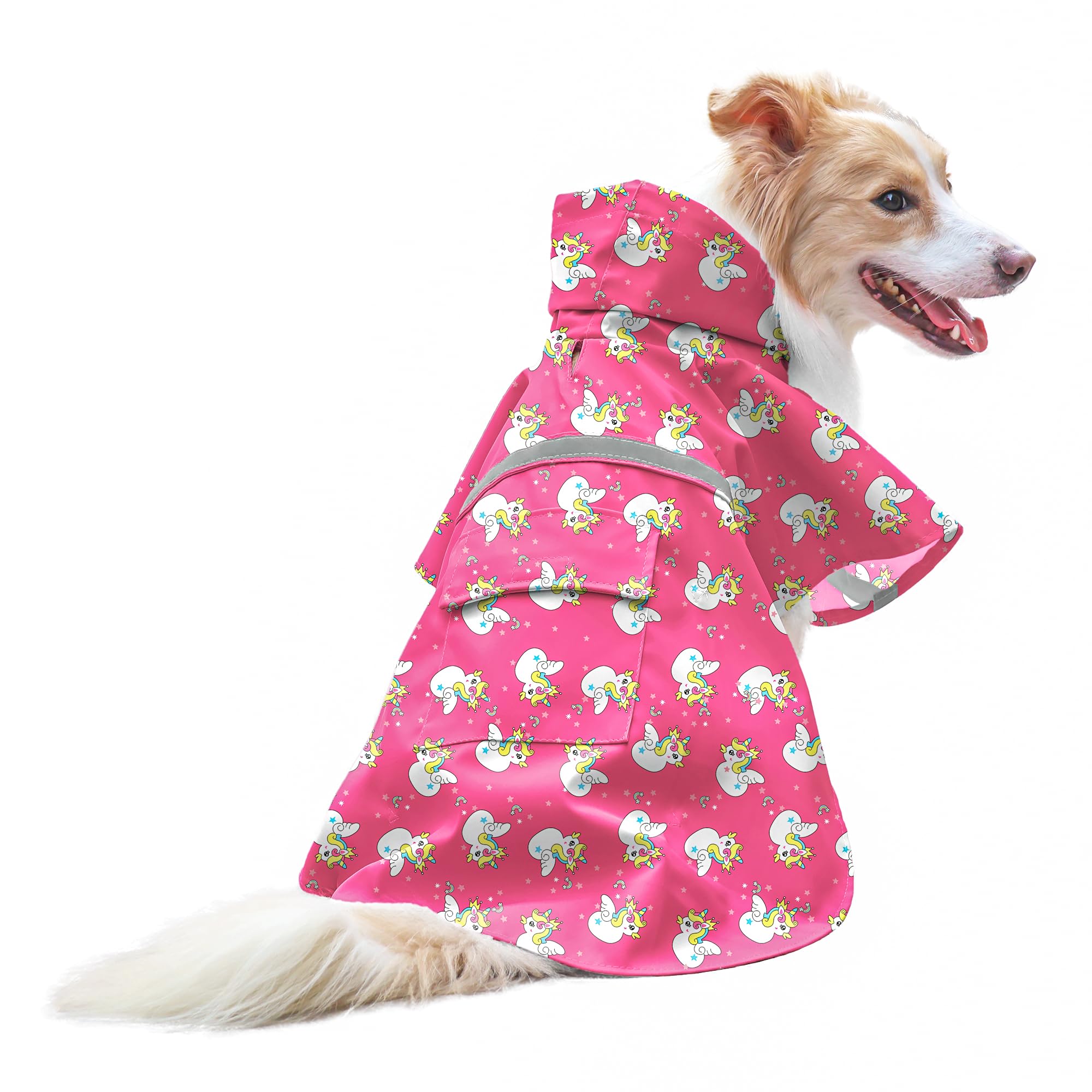 Photo 1 of NACOCO Large Dog Raincoat Adjustable - Pet Water Proof Clothes Lightweight Rain Jacket Poncho Hoodies with Strip Reflective Pink (XXXL, Pink Unic)