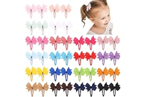 YHXX YLEN 40PCS Snap Baby Hair Bows Clips for Girls Grosgrain Ribbon Fully Wapped 2 Inch Infant Hair Barrettes Accessories for Baby Girls Newborns Toddler