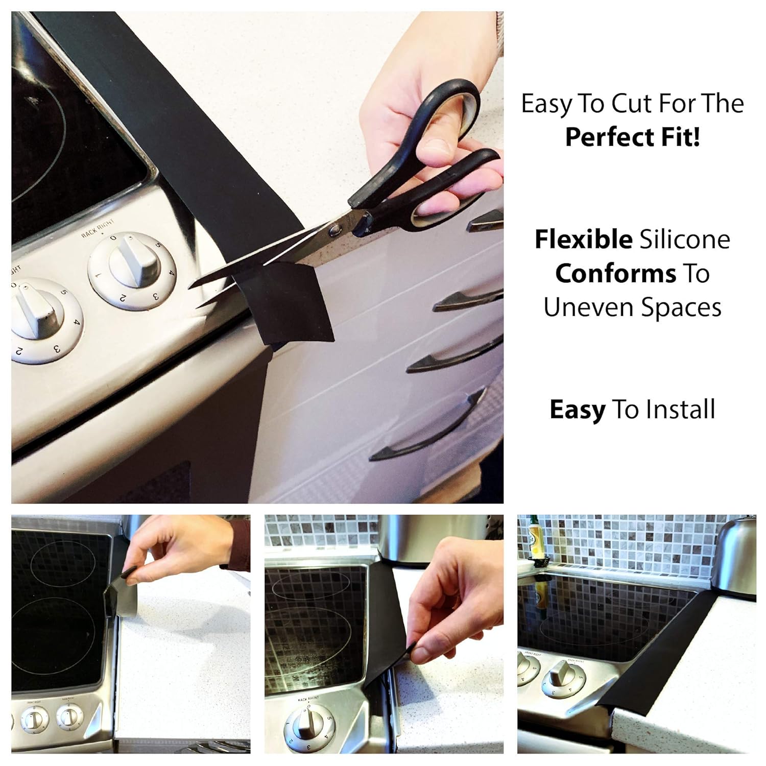 2Pcs Silicone Kitchen Stove Counter Gap Cover Oven Guard Spill Seal