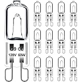 Jaenmsa 60W G9 Halogen Light Bulbs 2 Pin, 12 Pcs Xenon G9 Bulb 60 Watt 120V, JCD T4 Halogen G9 Bi-Pin Small Light Bulb for Microwave Oven, Range Hood Light, Bathroom Light Bulb, Chandeliers, Dimmable