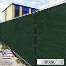 Windscreen4less Heavy Duty Privacy Screen Fence in Color Solid Green 6' x 50' Brass Grommets w/3-Year Warranty 150 GSM (Customized Sizes Available)