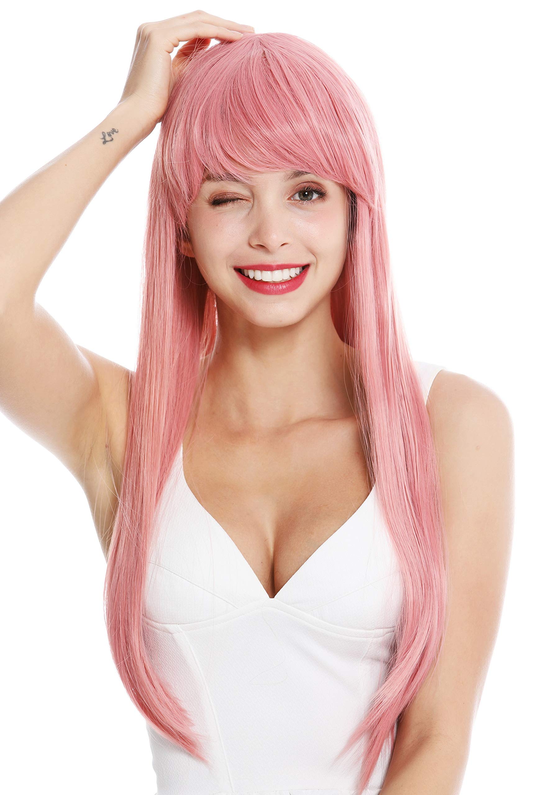 WIG ME UP - YZF-41062-T2312 women's quality wig Cosplay long sleek fringe parted pink rose