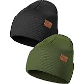 Beanie Hats for Men Women Knit Winter Hat, Warm Skull Stocking Cap, Striped Snow Hat Heated Cuffed Beanie