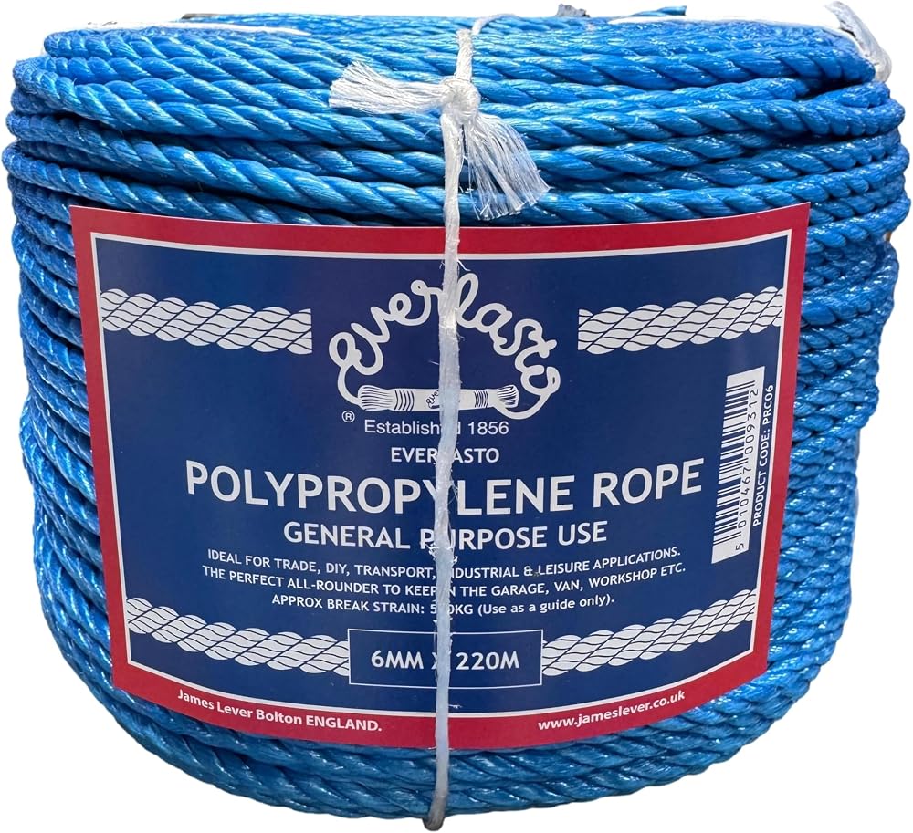 Everlasto 220m Trade Coils Blue Polypropylene Rope 6mm 8mm 10mm 12mm 14mm