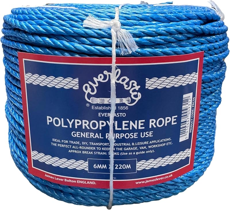 Everlasto 220m Trade Coils Blue Polypropylene Rope 6mm 8mm 10mm 12mm 14mm