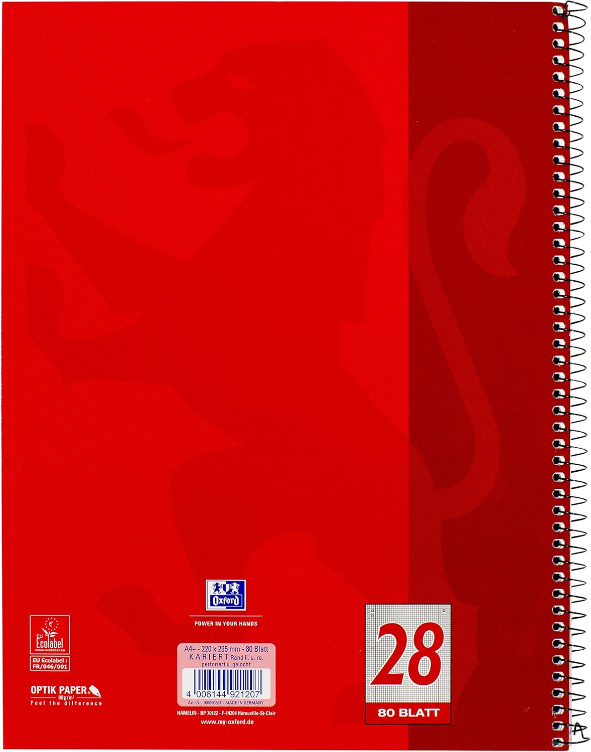 Oxford Notebook A4 Squared, 80 Sheets, Red, Pack of 5 - Image 4