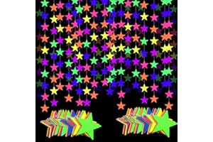 CORWOGOLO 108feet UV Neon Paper Star Garland Glow in The Dark Streamers for neon Party Supplies UV Fluorescent Reactive Paper Star Banner for Wedding Birthday Glow in The Dark Party Favors Neon Party Decor…