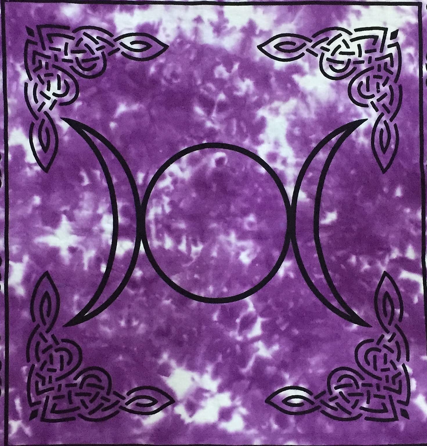 Indian Consigners Altar Cloth Purple Triple Moon Square 18