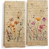 Qeheb Vintage Floral Kitchen Towels Set of 2, Retro Floral Hand Towels for Bathroom, Rustic Cottagecore Wildflower Flower Botanical Decorative Set Dish Tea Towel for Kitchen, 16X24In