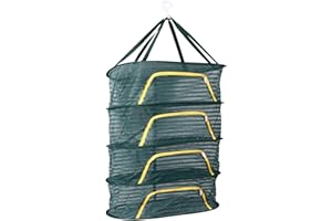 Herb Drying Rack, Plant Racks U Shaped Zipper Opening Foldable High Elastic Fine Mesh Dehydrator with 4 Layers Cage Frame Dry