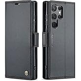 QLTYPRI Wallet Case for Samsung Galaxy S24 Ultra, Premium PU Leather Magnetic Flip Folio Case with RFID Blocking Credit Card Slots Kickstand Shockproof Protective Phone Cover - Black